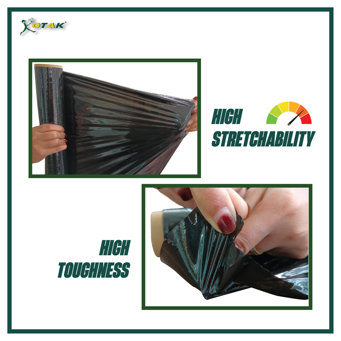 Black Stretch Film 50cm x 2.2kg, Hand Roll, Up to 200 Meter Long (12 pcs)
