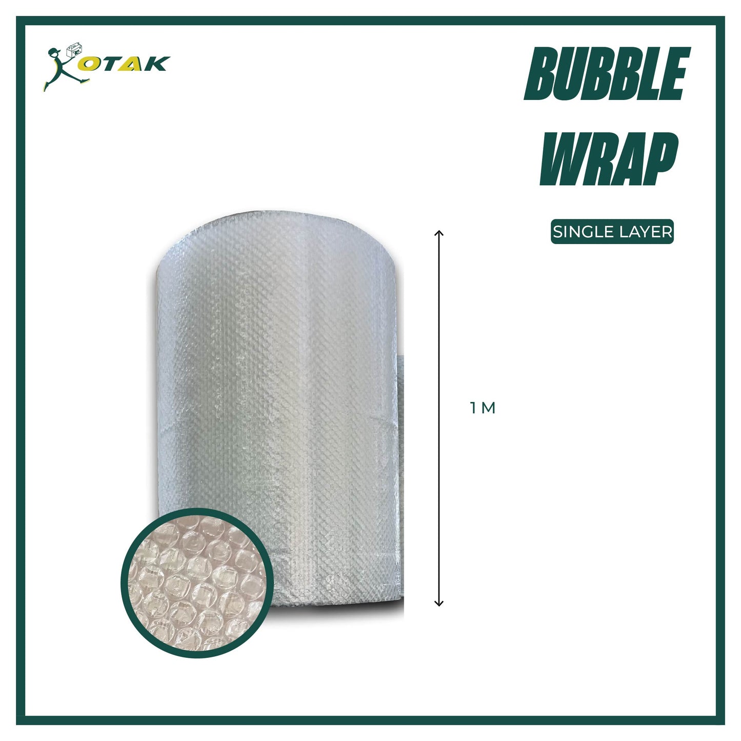 BUBBLE WRAP 1MX100M SINGLE LAYER