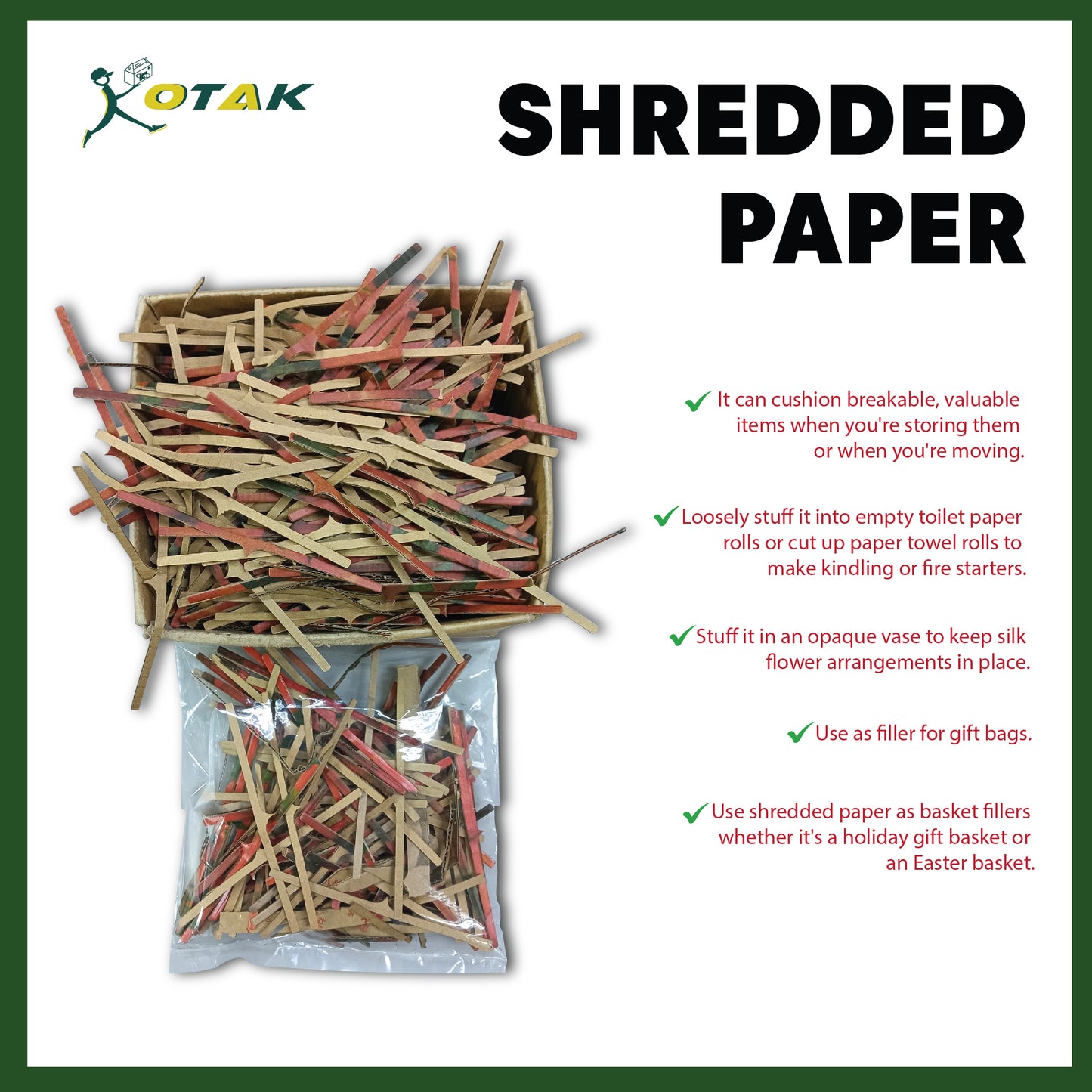 Shredded Paper Cardboard / Fill in Box for Protection (10 packs)